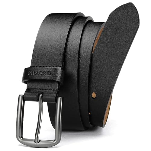 Image of CHAOREN Leather Belts for Men - Mens Belts Leather 1 3/8" for Casual Jeans - Oval Hole Design Easy in Easy out