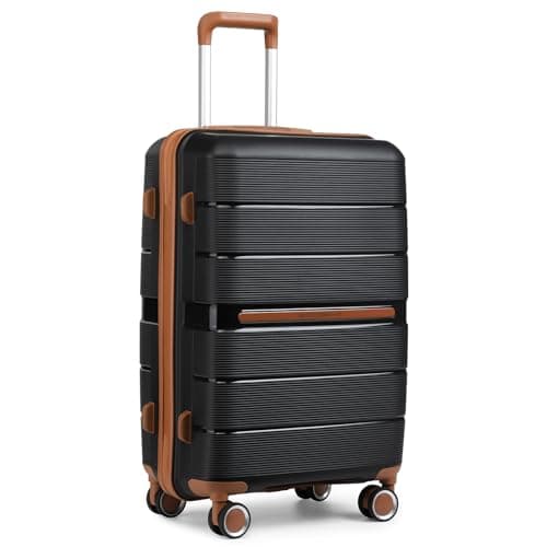 Image of British Traveller 28 Inch Large Suitcase Lightweight PP Hard Shell Luggage Durable 23kg Check in Hold Travel Case with TSA Lock (Black)