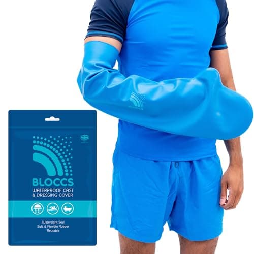 Image of Bloccs Waterproof Cover for Plaster Cast Arm, Swim, Shower & Bathe. Watertight Protector - ALA72 - Adult Long Arm