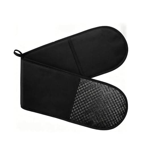 Image of Navani Double Oven Gloves, 250°C Heat Resistant BBQ Mittens with Non-Slip Silicone Grip, 84 x 18cm Extra Long Cotton Oven Mitts for Outdoot or indoor Cooking, Baking & Grilling, Machine Washable