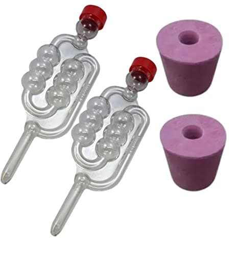 Image of 2X Bubbler Airlock and 2X Bored Rubber Bung to fit 1 Gallon 6 Bottle Glass demijohns