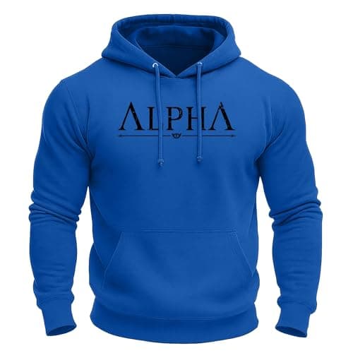 Image of GYMTIER ALPHA - Spartan Forged - Men's Gym Hoodie - Training Bodybuilding Top, Royal Blue, L
