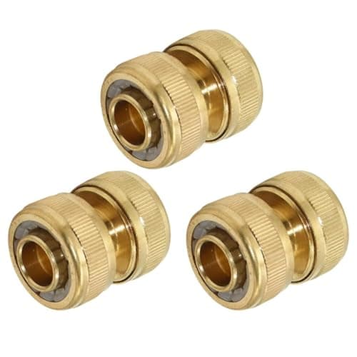 Image of Dunnet Tools 3 Pack 1/2" Brass Garden Hose Pipe Repair Connector Quick Easy Hose Connector for Damaged Hosepipe Quick Fix Extend Connector for 1/2 Inch Garden Hoses Pipe Connector