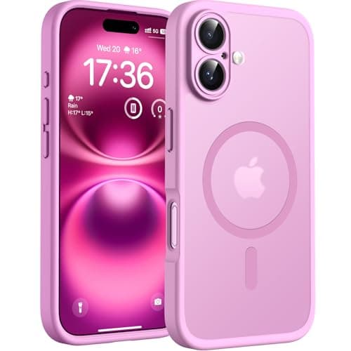 Image of TOCOL Magnetic Only for iPhone 16 Plus Case 6.7-Inch, Fit for MagSafe, Upgraded Full Camera Protection, 14FT Military Grade Drop Tested Shockproof Slim Translucent Matte Back Phone Cover (Pink)