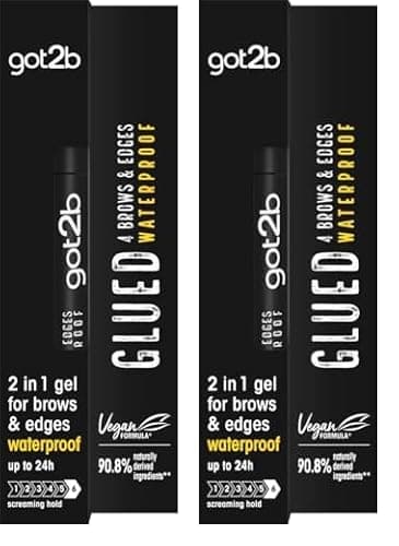 Image of got2b glued for Brows & Edges eyebrow gel, vegan waterproof eyebrow gel, fast drying with no residue or stickiness 16ml (Pack of 2)