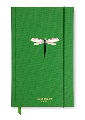 Image of Kate Spade New York Take Note Large Notebook Journal, Green Cloth Hardcover Journal, Diary Includes 168 Lined Pages, Dragonfly Flight