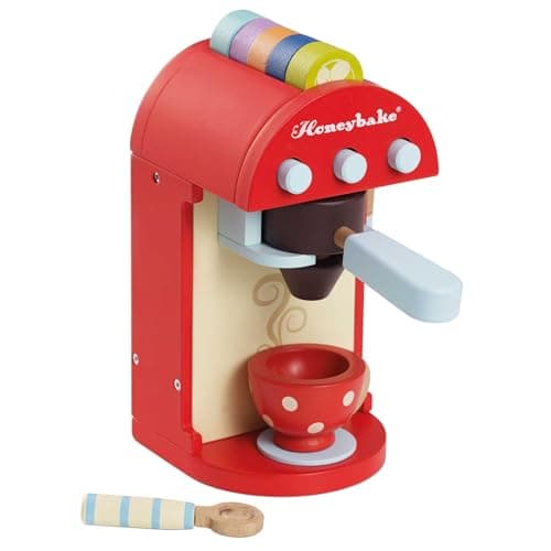Image of Le Toy Van - Honeybake Wooden Cafe Machine Set Pretend Kitchen Play Toy Set | Kids Role Play Toy Kitchen Accessories