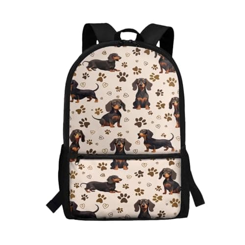 Image of POLERO Dachshund Backpack for School Bags Sausage Dog Rucksack Cute Book Bag for Back to School Kids