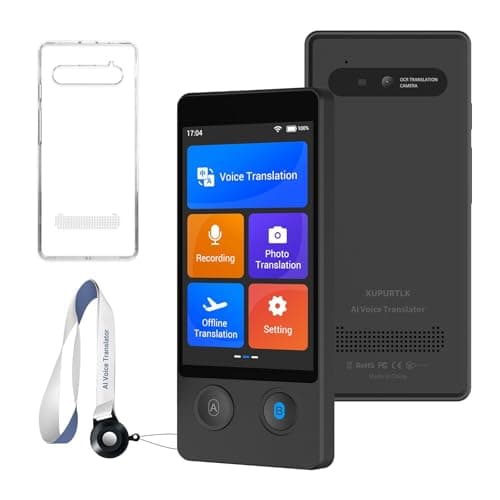 Image of XUPURTLK Language Translator Device W12, Voice Translator Device Two Way, 144 Languages Real-Time Translator Device, Offline & Recording & Photo Translation for Travel, Business, Learning (Black)