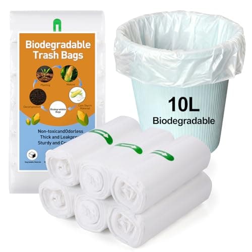 Image of 120 Counts Biodegradable Bin Bags, 10L Small Bin Bags, Food Waste Bags, Recycled Degradable Rubbish Garbage Bag(45 x 50cm)