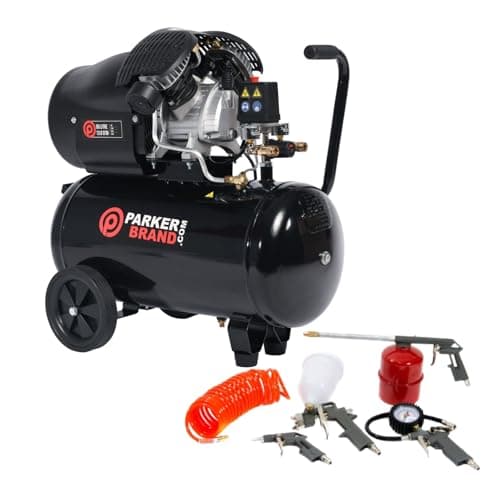 Image of ParkerBrand.com 50L Air Compressor - Direct Drive | 3HP, 13.8 CFM | Complete with 5-Piece Air Tool Kit