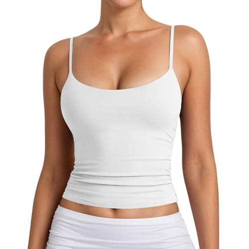 Image of Generisch Women's Basic Tank Tops with Double Lined Neck, Adjustable Tank Top, Sleeveless for Summer, White, L