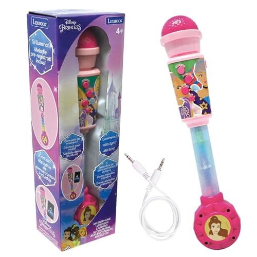 Image of LEXIBOOK, Disney Princess, Luminous Microphone for children, Musical Toy, Built-in speaker, Light effects, Aux-in socket, Pink, MIC90DP