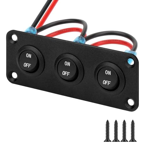 Image of Linkstyle 3 Gang Rocker Switch Panel, Waterproof Round SPST 2 Pin Toggle On/Off Switch for 12V/24V Car Boat RV Marine Truck