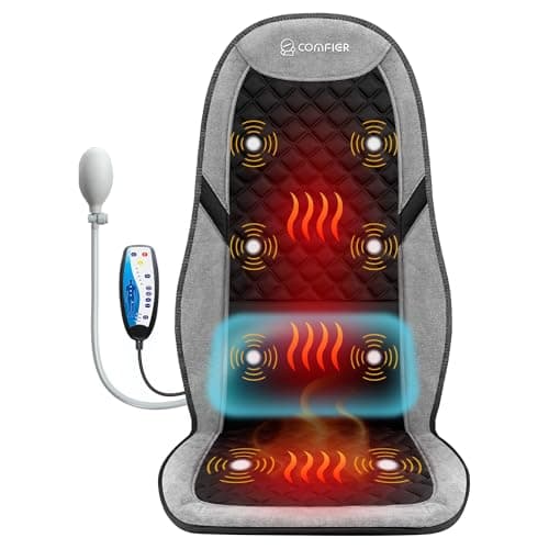 Image of COMFIER Back Massager for Pain Relief, Massage Chair Pad with Adjustable Lumbar Support, Massage Seat Cushion with 10 Vibration Motors & 5 Modes, Chair Massager for Office, Recliner, Gifts for Women