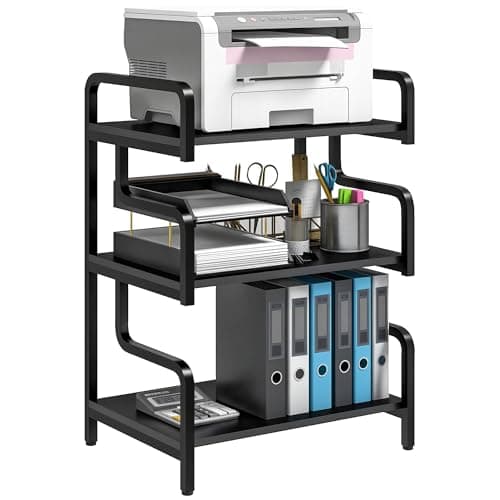 Image of HOMCOM 3-Tier Storage Shelf, Metal Shelves for Storage for Home Office, Black
