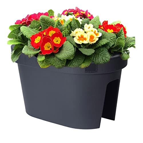 Image of GEEZY Balcony Planter Box Railing Flower Bridge Pot Porch Terrace Garden Decor, Anthracite