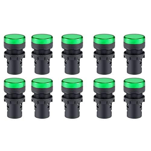 Image of sourcing map 10Pcs Green Indicator Light AC/DC 24V, 22mm Panel Mount, for Electrical Control Panel, HVAC, DIY Projects
