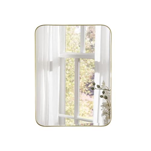 Image of Funerom 30x40 cm Gold Plastic Framed Rectangle Bathroom Acrylic Mirrors Modern Decorative for Restroom, Farmhouse