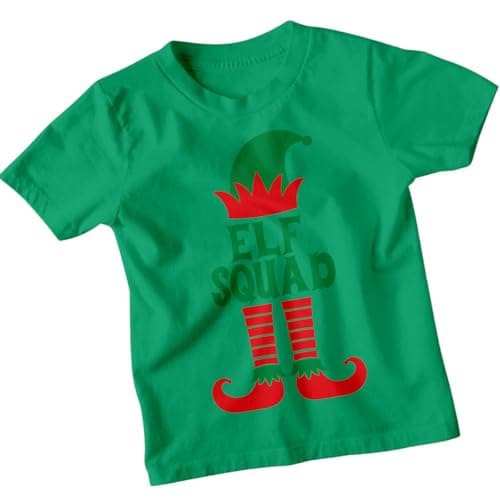 Image of Boys and Girls Elf Squad Christmas T-Shirt Tee for Kids #MC 3-4 Years Kelly Green