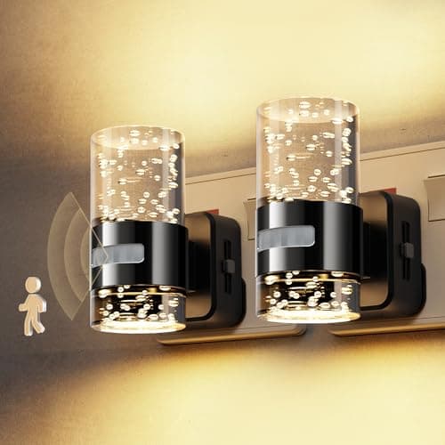 Image of LOHAS-LED Night Light with Motion Sensor, Night Light Plug in Wall, ON/Off/AUTO Modes, 3000K Warm White, 0-100LM Dimmable, Modern Acrylic Plug in Nightlight for Hallway Kitchen Bedroom, 2 Pack