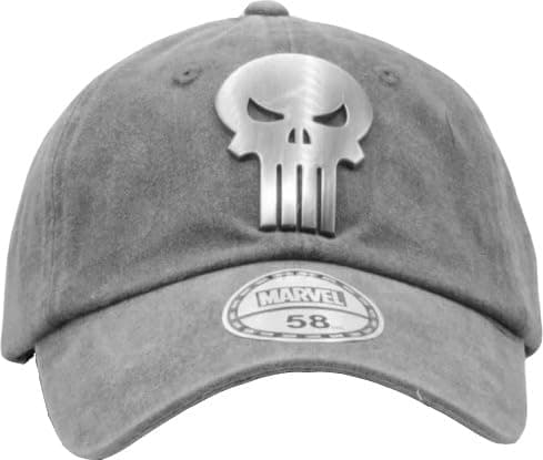 Image of Marvel Comics The Punisher Metallic Logo Denim Baseball Cap