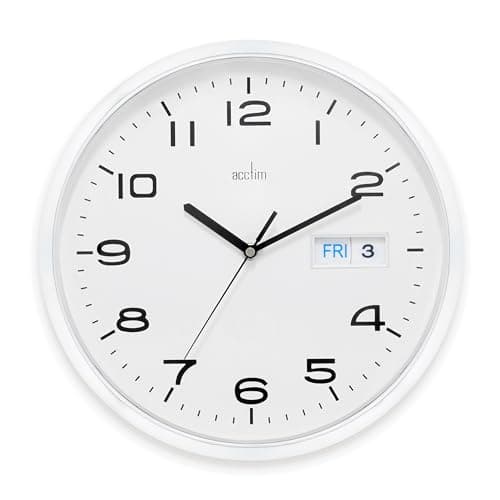 Image of ACCTIM 21027 Supervisor Wall Clock, Chrome/White, 320 mm