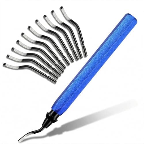 Image of Hecila 11 Pcs Deburring Tool for 3D Printing Metal Deburring Tool Set with 10 Pcs High Speed Steel Blades Pipe De Burring Tools 360° Rotating Handle Hand Deburrer Plumbing Burr Removal Reamer Tools