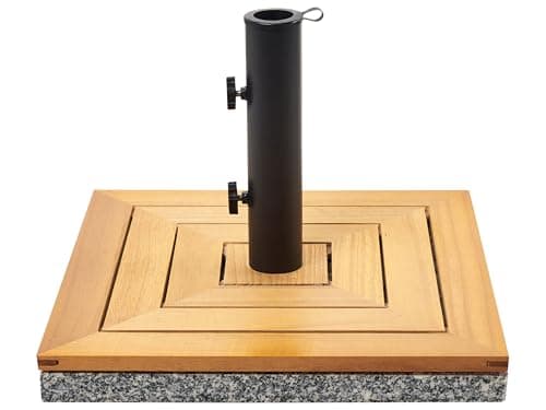 Image of Beliani Wooden Outdoor Garden Square Parasol Base Granite Steel 45 x 45 cm 21 kg Brown Ceccano