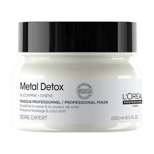 Image of L’Oréal Professionnel Metal Detox Hair Mask 250ml, Prevent Breakage & Colour Fade from Hard Water, Moisturising Conditioner Treatment for Smooth, Shiny Hair, Prevent Damaged Hair