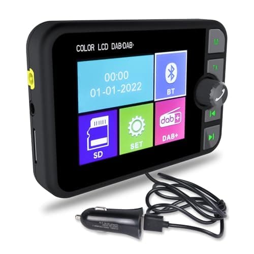 Image of Hikity Digital DAB+ Adapter for Car Radio Android/Wince System, Radio DAB with FM Transmitter+ Bluetooth Handsfree 2.4” LCD Display DAB Adapter Antenna with TF Play/Aux Out