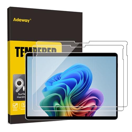 Image of Adeway [2 Pack Tempered Glass Screen Protector for Microsoft Surface Pro 11 2024/Surface Pro 9/ Pro 10/8/X 9H Hardness, HD Clear, High Sensitivity 13 Inch (2076/2038 Model)
