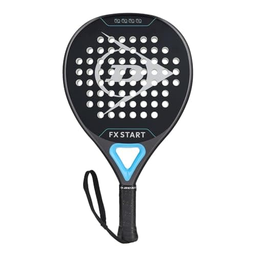 Image of DUNLOP Padel Bat FX Start – Hybrid Shape Graphite Frame – Medium Balance Pro EVA Core – For Beginners, GUN METAL/CYAN/METALLIC SILVER