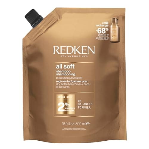 Image of Redken Haircare All Soft Shampoo, Intense Softness & Shine, Argan-Enriched Moisture Complex, For Dry Hair, Refill Pouch, 500ml
