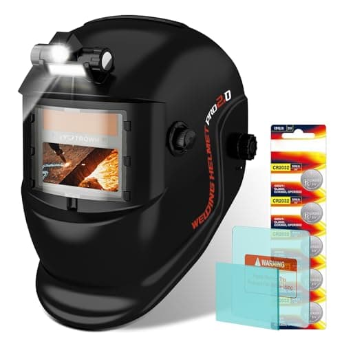 Image of TRQWH Welding Helmet with Light True Color Auto Darkening Welding Helmets for Men Solar Powered Welding Hood with 2 Arc Sensor Wide Shade 4/9-13 for TIG MIG ARC Cool Welder Mask (black)