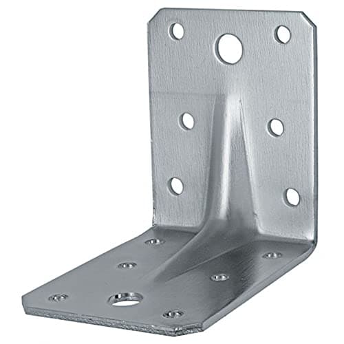 Image of Heavy Duty Reinforced GALVANISED Angle Brackets Corner Brace Timber 2,0mm T/Decking Joists Timber (25, 105 x 105 x 90 mm)