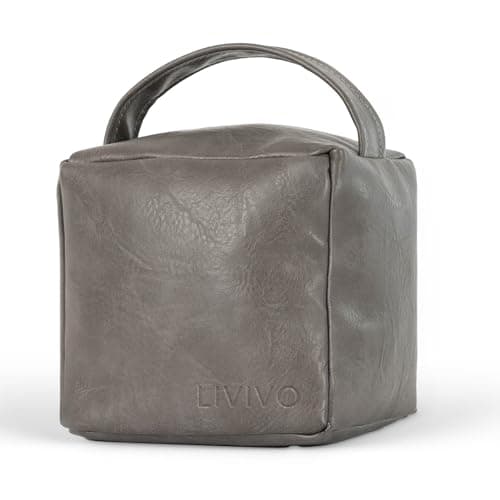 Image of LIVIVO Fabric Heavy Doorstop - Sand-Filled Door Stop Indoor with Faux Leather Cube Cover - Decorative Door Stops for Home or Office - Heavy Door Stop (Grey)
