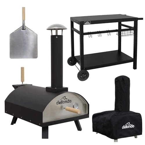 Image of Dellonda Portable Wood-Fired Pizza Oven with Cover/Carry Bag and Trolley - DG258