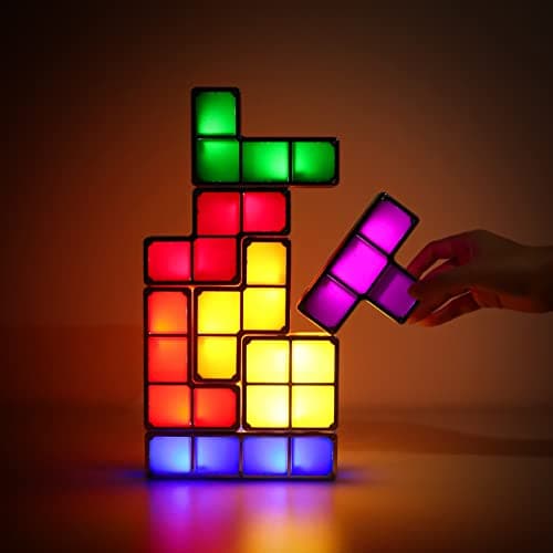 Image of Justup Lamp, LED Stackable Night Light, 7 Colours, Induction Locking Desk Lamp, 3D DIY Magic Blocks, Puzzles Toy for Children, Teens, Bedroom, Home Decor (LED Lamp)