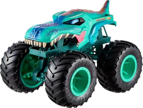 Image of Hot Wheels Monster Trucks Toy Truck, Colossal Mega-Wrex Fan-Favorite Character with Big Wheels & Bright Detail, Monster Trucks Live, JJN47