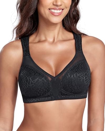 Image of Lemorosy Full Coverage Non Padded Wireless Minimizer Bra Women's Plus Size Underwear Comfort and Double Support for Large Bust(Black,40DD)