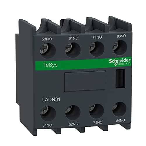 Image of Schneider Electric, Auxiliary contact block, TeSys D, 3NO + 1NC, front mounting, screw clamp terminals, LADN31