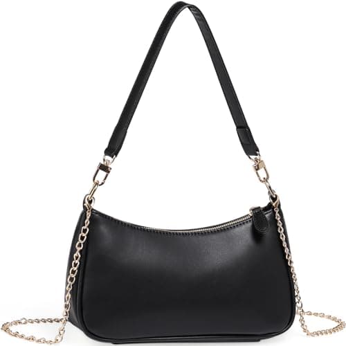 Image of WantGor Clutch Tote Handbags, Shoulder Purse for Women Crossbody Bags Mini Hobo Bag Retro Vegan Leather Trendy Handbag (Black)