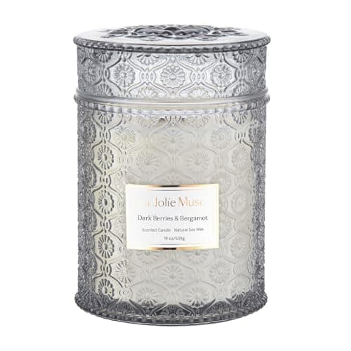 Image of LA JOLIE MUSE Dark Berries & Bergamot Candle - Berries, Grape, Caramel | 19 oz Large Wooden Wick Candle | Natural Soy Wax | 90 Hours Clean Burn | Gift-Ready for Hosts & Gatherings | Elegant Home Décor