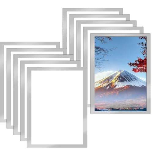 Image of 10PCS A4 Magnetic Photo Frames, Self Adhesive Magnetic Picture Frames, Magnet Poster Frame Magnet A4 Paper Display Frame for Paintings, Photos, Notices, Certificate, Poster(Silver)