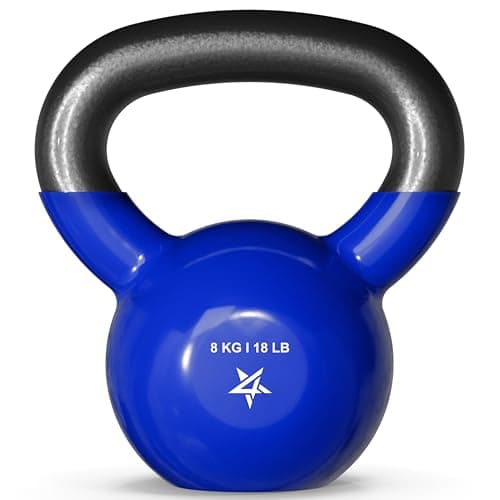 Image of Yes4All 4-20kg Kettlebells Vinyl Coated Cast Iron for Dumbbell Weights Exercises, Gym, Fitness, Full Body Workout Equipment Push up, Grip and Strength Training, Blue, 8KG