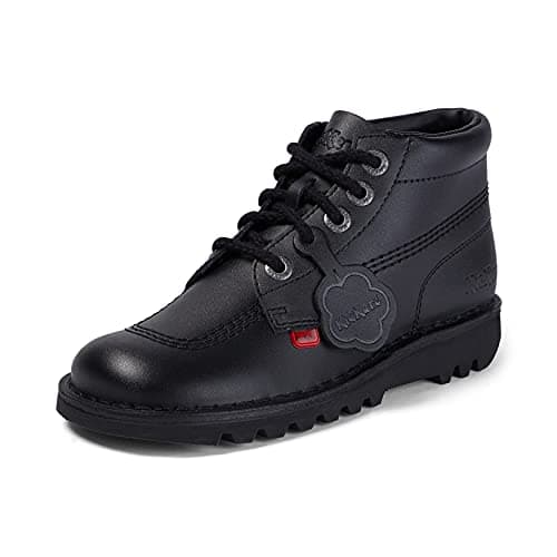 Image of Kickers Kick Hi Zip Patent Infants Black Boots-UK 8 Infant/EU 25