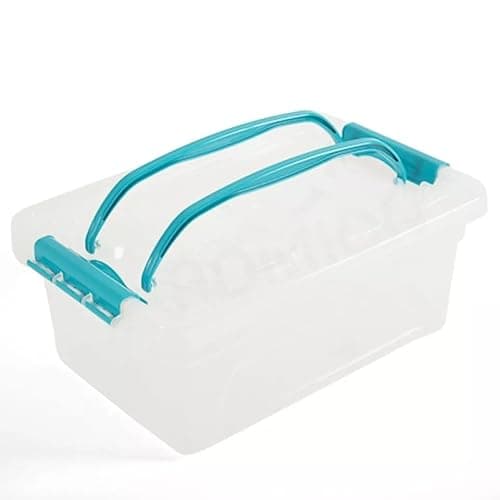 Image of Clear Plastic Storage Carry Box with Secure Lid & Handle - Choose Size: 5L, 7L, or 13L - Stackable, Durable, Lightweight - Ideal for Food, Crafts, and More - Made in the UK (13 Litre)