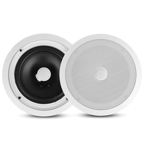 Image of Pyle Ceiling Speakers, Pair of 2-Way Midbass Woofer Speaker, Directable 1” Titanium Dome Tweeter, Flush Design, w/ 55Hz-22kHz Frequency Response & 300 Watts Peak, Easy Installation, 20cm