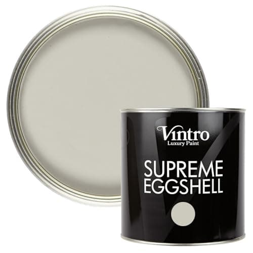 Image of Vintro Paint | Eggshell Paint | for Walls | Wood | Trim | Satin Furniture Paint | Interior & Exterior Use. (Light Grey - Dove, 2.5 Litres)